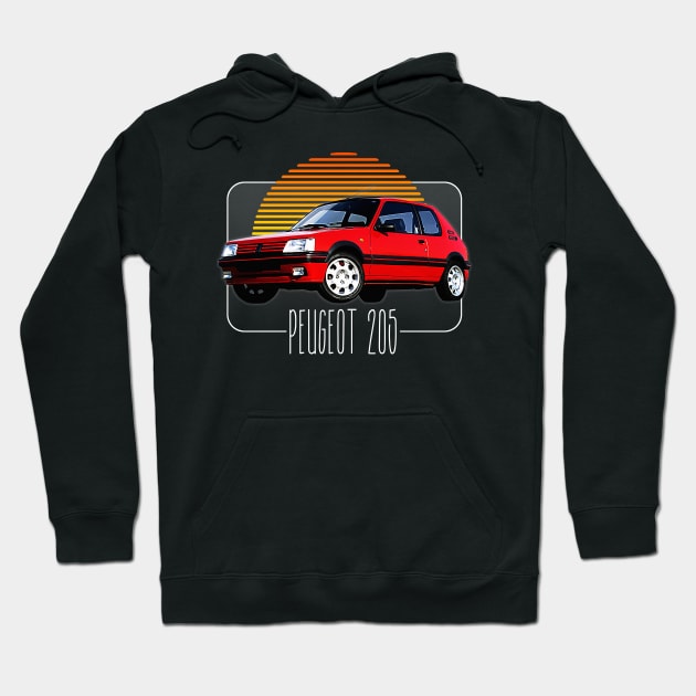 Peugeot 205 / Retro 80s Style Fan Design Hoodie by DankFutura